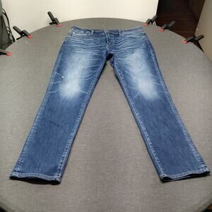 American Eagle Men's AirFlex+ Patched Athletic Fit Jeans Light Wash Blue 36x32